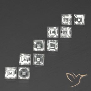 Gemas de Topacio Blanco claro natural de 5.05 ct, Cuadrado, VVS-VS