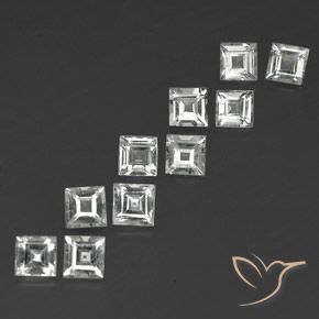 Gemas de Topacio Blanco claro natural de 4.26 ct, Cuadrado, VVS-VS