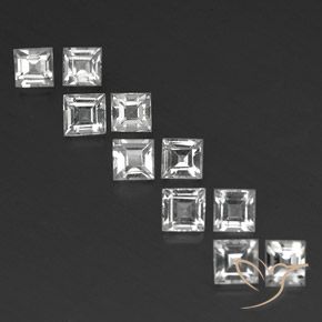 Gemas de Topacio Blanco claro natural de 5.27 ct, Cuadrado, VVS-VS