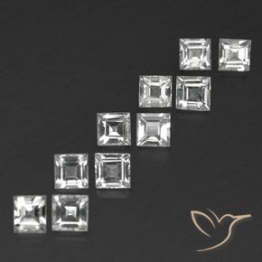 Gemas de Topacio Blanco claro natural de 5.27 ct, Cuadrado, VVS-VS