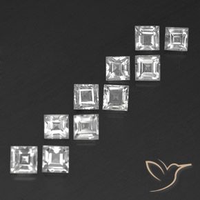 Gemas de Topacio Blanco claro natural de 4.78 ct, Cuadrado, VVS-VS