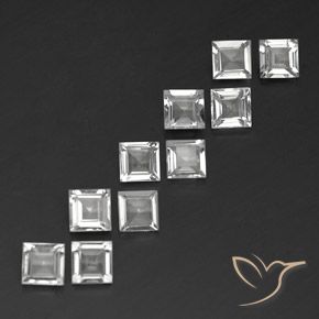 Gemas de Topacio Blanco natural de 3.87 ct, Cuadrado, VVS-VS