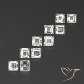 Gemas de Topacio Blanco cálido natural de 5.07 ct, Cuadrado, VVS-VS
