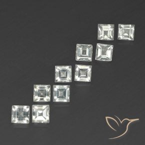 Gemas de Topacio Blanco cálido natural de 4.88 ct, Cuadrado, VVS-VS