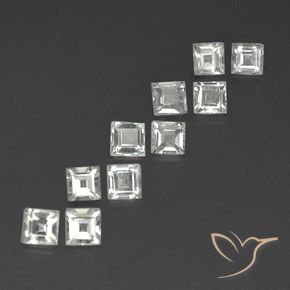 Gemas de Topacio Blanco cálido natural de 4.51 ct, Cuadrado, VVS-VS