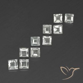 Gemas de Topacio Blanco cálido natural de 3.86 ct, Cuadrado, VVS-VS
