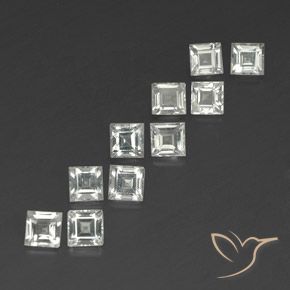 Gemas de Topacio Blanco cálido natural de 3.91 ct, Cuadrado, VVS-VS