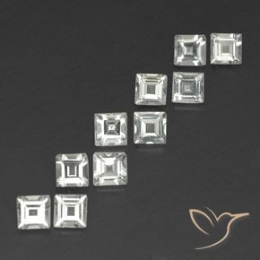 Gemas de Topacio Blanco cálido natural de 3.86 ct, Cuadrado, VVS-VS