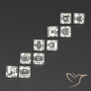Gemas de Topacio Blanco cálido natural de 4.59 ct, Cuadrado, VS
