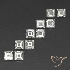 Gemas de Topacio Blanco cálido natural de 3.96 ct, Cuadrado, VS