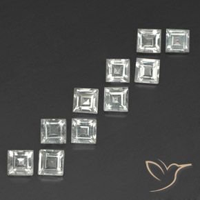 Gemas de Topacio Blanco cálido natural de 4.04 ct, Cuadrado, VS