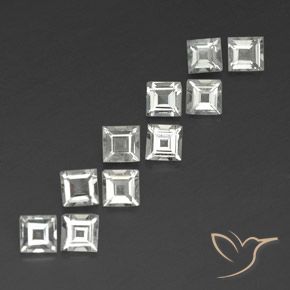 Gemas de Topacio Blanco cálido natural de 3.84 ct, Cuadrado, VVS-VS