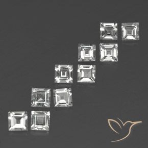 Gemas de Topacio Blanco claro natural de 4.20 ct, Cuadrado, VS