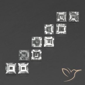 Gemas de Topacio Blanco claro natural de 4.12 ct, Cuadrado, VS