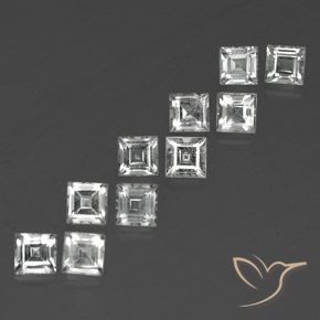 Gemas de Topacio Blanco claro natural de 5.06 ct, Cuadrado, VS