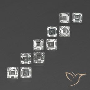 Gemas de Topacio Blanco claro natural de 4.29 ct, Cuadrado, VS