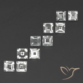 Gemas de Topacio Blanco claro natural de 3.82 ct, Cuadrado, VS
