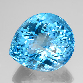 Topacio azul natural de 156,20 ct, en forma de pera, VVS-VS