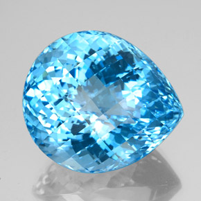 Topacio azul natural de 156,20 ct, en forma de pera, VVS-VS