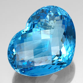 Topacio azul natural de 112,15 ct, forma de corazón, VVS