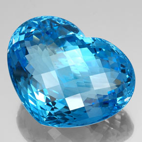 Topacio azul natural de 112,15 ct, forma de corazón, VVS