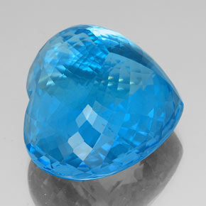 Topacio azul natural de 112,15 ct, forma de corazón, VVS