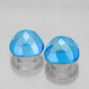 Gemas de topacio azul natural de  ct, corte cojín, VVS-VS