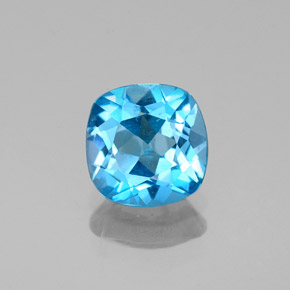 Topacio azul natural de 1,42 ct, corte cojín, VS