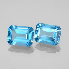 Gemas de topacio azul natural de  ct, corte esmeralda, VVS