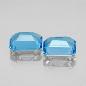 Gemas de topacio azul natural de  ct, corte esmeralda, VVS