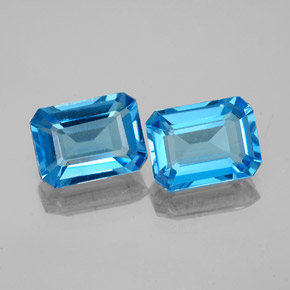 Gemas de topacio azul natural de 3,49 ct, corte esmeralda, VVS-VS
