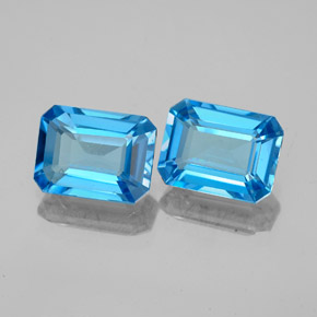 Gemas de topacio azul natural de 3,49 ct, corte esmeralda, VVS-VS