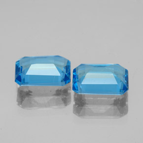 Gemas de topacio azul natural de 3,49 ct, corte esmeralda, VVS-VS
