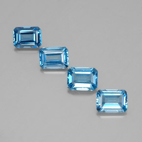 Gemas de topacio azul natural de 7,07 ct, corte esmeralda, VVS