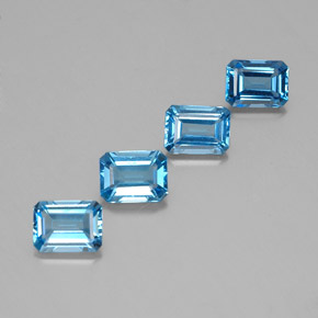 Gemas de topacio azul natural de 7,07 ct, corte esmeralda, VVS