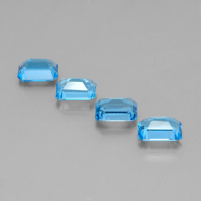 Gemas de topacio azul natural de  ct, corte esmeralda, VVS