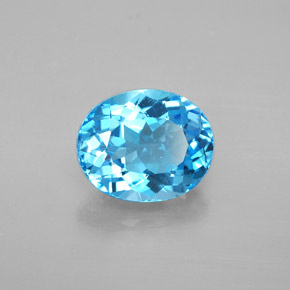 Topacio azul natural de 4,79 ct, corte óvalo, VVS-VS