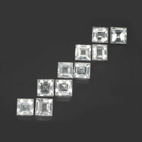 Gemas de topacio blanco natural de 3,80 ct, cuadrado, VVS-VS