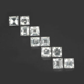 Gemas de topacio blanco natural de 3,80 ct, cuadrado, VVS-VS
