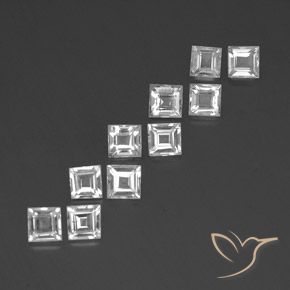 Gemas de Topacio Blanco natural de 3.47 ct, Cuadrado, VVS-VS