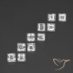 Gemas de Topacio Blanco claro natural de 3.87 ct, Cuadrado, VVS-VS