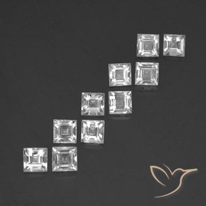 Gemas de Topacio Blanco claro natural de 4.13 ct, Cuadrado, VS