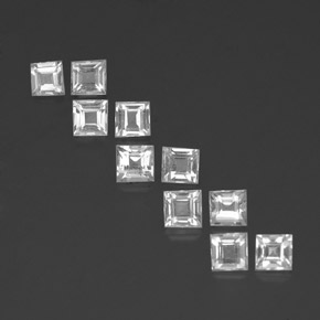 Gemas de topacio blanco natural de 3,12 ct, cuadrado, VVS-VS