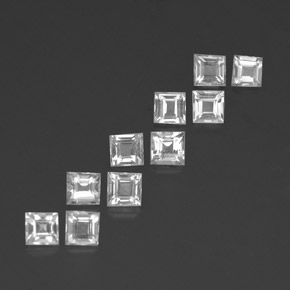 Gemas de topacio blanco natural de 3,12 ct, cuadrado, VVS-VS