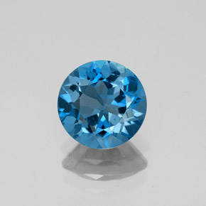 Topacio azul natural de 2,03 ct, corte redondo, VS