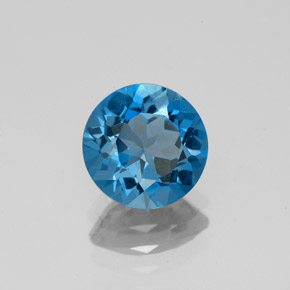 Topacio azul natural de 2,03 ct, corte redondo, VS