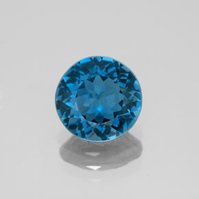 Topacio azul natural de 2,24 ct, corte redondo, VVS-VS