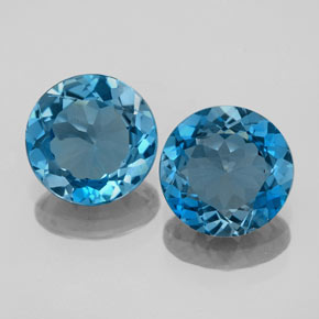 Gemas de topacio azul natural de  ct, corte redondo, VVS-VS