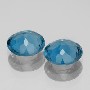 Gemas de topacio azul natural de  ct, corte redondo, VVS-VS