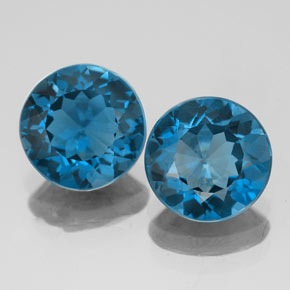 Gemas de topacio azul natural de  ct, corte redondo, VS